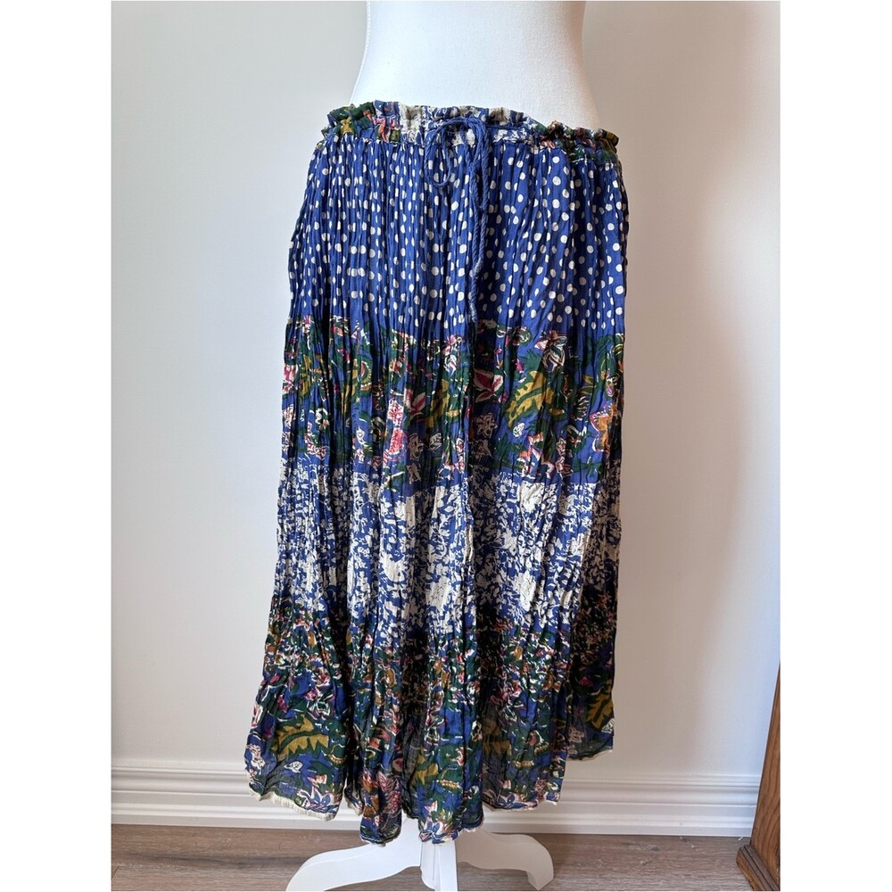 Vintage Y2K Coupé Classique 100% Cotton Boho Peasant Skirt Floral Polka Dot - L